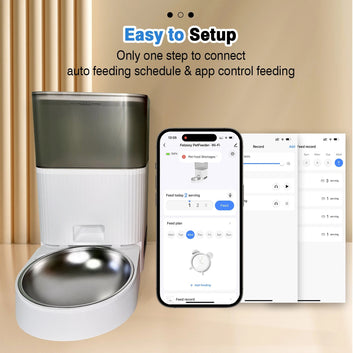 KITPLUS Automatic Cat Feeder, APP Control, Dog Feeder Automatic with Timer, Cat Food Dispenser, Locked Lid, Feeding＆Recording