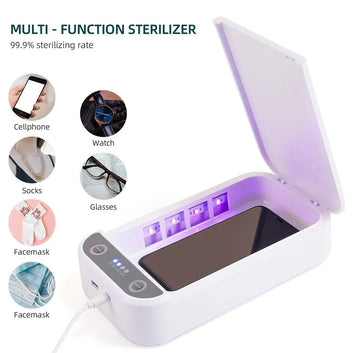 UV Phone Sanitizer Box with Wireless Charger – Multifunction Sterilizer & Aromatherapy